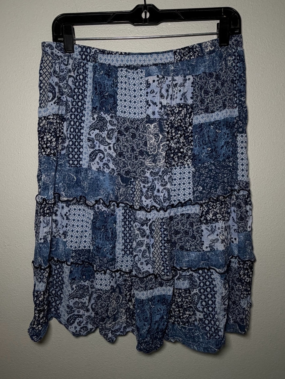 Vintage GNW Patchwork Paisley Boho Tiered Ruffle Fairy Midi Skirt